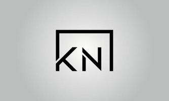 création de logo lettre kn. logo kn avec forme carrée dans le modèle vectoriel gratuit de couleurs noires.