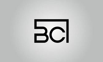 création de logo lettre bc. logo bc avec forme carrée dans le modèle vectoriel gratuit de couleurs noires.