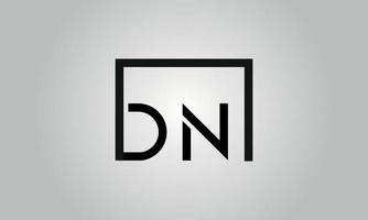 création de logo lettre dn. logo dn avec forme carrée dans le modèle de vecteur gratuit de vecteur de couleurs noires.