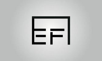 création de logo lettre ef. logo ef avec forme carrée dans le modèle vectoriel gratuit de couleurs noires.