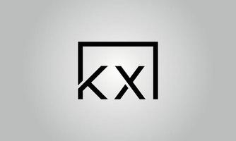 création de logo lettre kx. logo kx avec forme carrée dans le modèle vectoriel gratuit de couleurs noires.