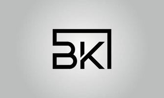 création de logo lettre bk. logo bk avec forme carrée dans le modèle vectoriel gratuit de couleurs noires.