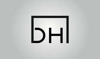 création de logo lettre dh. logo dh avec forme carrée dans le modèle de vecteur gratuit de vecteur de couleurs noires.