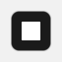 icône du bouton d'arrêt noir, design plat vecteur