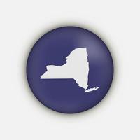 carte du cercle de l'état de new york avec ombre portée vecteur