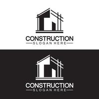 construction, réparation domiciliaire et création de logo de concept de construction, modèle de logo vectoriel de construction de maison