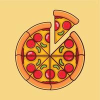 pizza vectorielle avec garniture de saucisses et de légumes