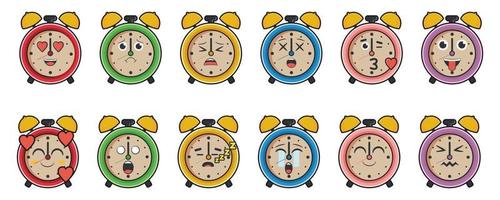 collection d'horloges avec de jolies émoticônes vecteur