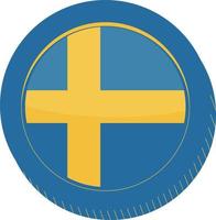 drapeau suédois vecteur drapeau dessiné à la main, couronne suédoise vecteur dessiné à la main