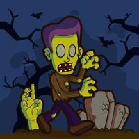 zombie halloween monstre sur le cimetière vecteur