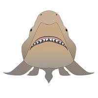 requin avec la bouche ouverte en position d'attaque et les dents pointues vecteur