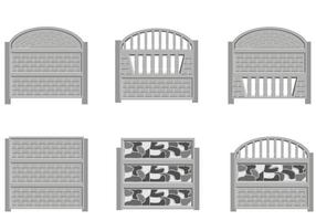 ensemble de clôture en béton gris faite de blocs. construction en brique. clôtures pour la maison et le jardin. graphiques vectoriels