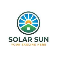lillustration de la maison et du soleil peut être utilisée pour le logo de la société du panneau de toit du système solaire vecteur