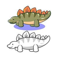 croquis de dessin mignon dino pour vecteur de livre à colorier