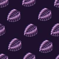 feuilles de palmier tropical motif vectoriel sans couture avec feuillage de plantes violettes abstraites à la mode dans un style de couleur monochromatique sur fond sombre. texture de tissu. tropiques exotiques. décor de papier peint
