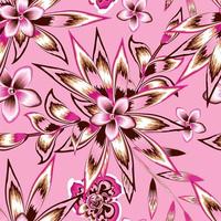 modèle sans couture de fleurs de frangipanier tropical coloré abstrait rose avec des feuilles de plantes à la mode et du feuillage sur fond pastel. impression de conception de vecteur. fond fleuri. tropique exotique. art de la nature vecteur