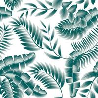 les plantes de la forêt tropicale abstraite bleue laissent un motif harmonieux de couleur monochromatique élégant sur fond blanc. tropiques exotiques. design et ornement exotiques. illustration à la mode de l'été de la plage. fond d'écran vecteur