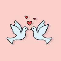 icône de couple de colombes avec coeur. conception modifiable simple de l'icône colorée d'appel d'offres de ligne pour le mariage. pigeons vecteur
