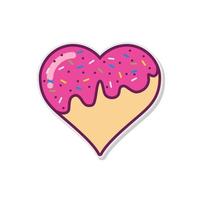 vecteur de logo de coeur d'amour de gâteau, symbole de gâteau en forme de coeur avec de la confiture et des pépites de chocolat pour le logo de gâteau ou de boulangerie