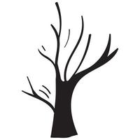 silhouette de l'arbre dessiné à la main vecteur