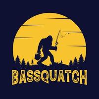 bassquatch - conception de vecteur de pêche bigfoot, conception de t-shirt