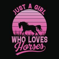 juste une fille qui aime les chevaux - conception de t-shirt vectoriel pour les enfants, les filles et les amoureux des animaux