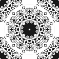 mandala rond avec motif floral. coloriage noir et blanc. illustration de conception vectorielle, dessin au trait fleurs et mandalas pour livre de coloriage pour adultes, cartes et autres décorations vecteur