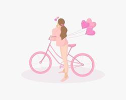 fille amoureuse du vélo vecteur