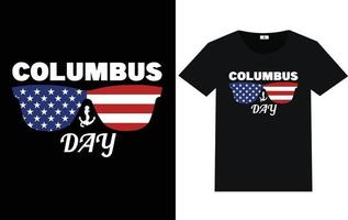 typographie à la mode de columbus day et conception de t-shirt graphique vecteur