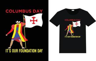 typographie à la mode de columbus day et conception de t-shirt graphique vecteur