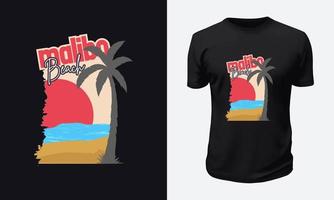 conception de t-shirt d'été et de plage vecteur