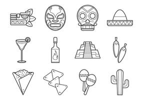 Collection d'icônes mexicaines vecteur