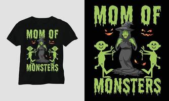 maman de monstres - vecteur de t-shirt spécial halloween