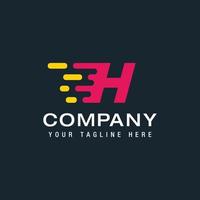 lettre h avec logo du service de livraison, vitesse rapide, déplacement et rapidité, numérique et technologie pour votre identité d'entreprise vecteur
