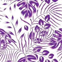 jungle exotique avec des feuilles de palmier monstera tropical violet et un t-shirt en tissu sans couture à feuillage végétal. fond d'écran d'été fond noir. fond naturel. texture à la mode. textiles imprimés. la nature vecteur