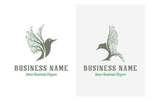deux logos d'arbres à oiseaux alternatifs vecteur