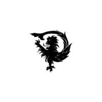 art de dragon pour tatouage ou icône sur fond blanc vecteur