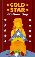 étoile d'or de la fête des mères, statue de la mère étreignant le drapeau. adapté aux actifs de conception vecteur