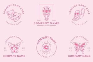 modèles de symboles minimalistes de logo mystique rose clair pastel rose clair. vecteur