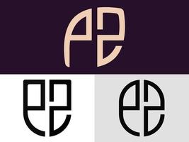 ensemble de conceptions de logo pz de lettres initiales créatives. vecteur
