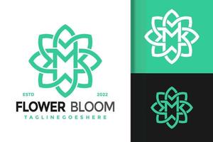 lettre m fleur fleur de lotus création de logo, image vectorielle de logos d'identité de marque, logo moderne, modèle d'illustration vectorielle de dessins de logo vecteur