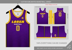 modèle de maillot de basket violet et jaune de lignes de motif vecteur