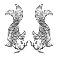 dessin au trait poisson koi vecteur