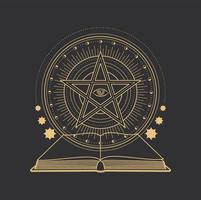 pentagramme, symbole de tarot ésotérique et magique occulte vecteur