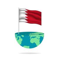 mât de drapeau de bahreïn sur le globe. drapeau flottant dans le monde entier. édition facile et vecteur en groupes. illustration vectorielle de drapeau national sur fond blanc.