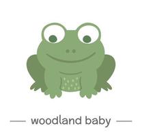 grenouille bébé plat dessiné à la main de vecteur. icône drôle d'animal de bois. jolie illustration animale de la forêt pour la conception, l'impression, la papeterie des enfants vecteur