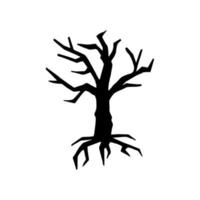 arbre nu noir doodle dessiné à la main. vecteur arbre effrayant sombre pour halloween. présenter.