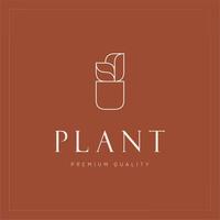 contour du logo de la plante en pot. concept de design minimal. vecteur