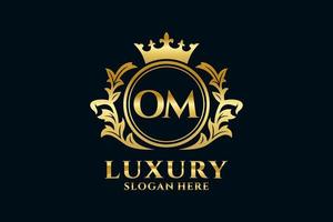 modèle de logo de luxe royal lettre initiale om dans l'art vectoriel pour les projets de marque luxueux et autres illustrations vectorielles.