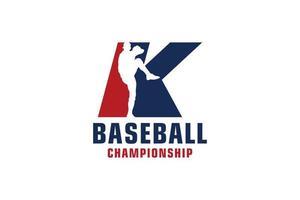 lettre k avec création de logo de baseball. éléments de modèle de conception de vecteur pour l'équipe sportive ou l'identité d'entreprise.